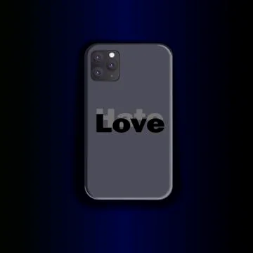 Layout smartphone case with creative inscriptions - love and hate Stock Illustration