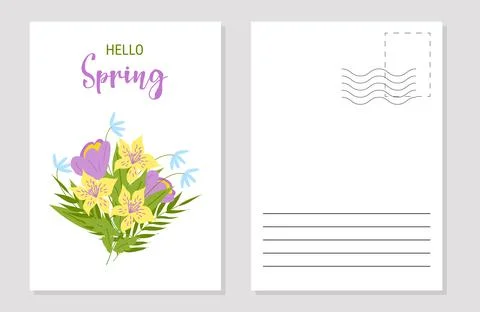 The layout of the spring postcard. Template. Stock Illustration
