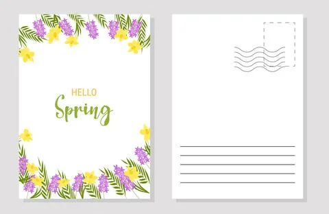 The layout of the spring postcard. Template. Stock Illustration