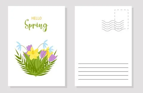 The layout of the spring postcard. Template. Stock Illustration