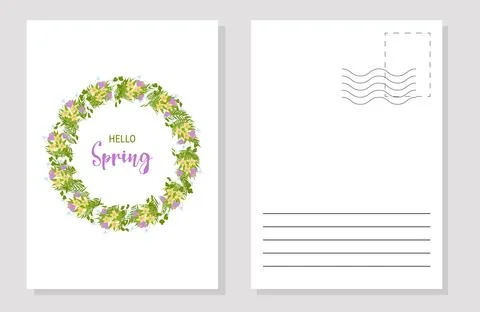 The layout of the spring postcard. Template. Illustrazione stock