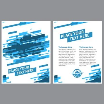 Layout template design of poster with abstract blue lines background Stock Illustration