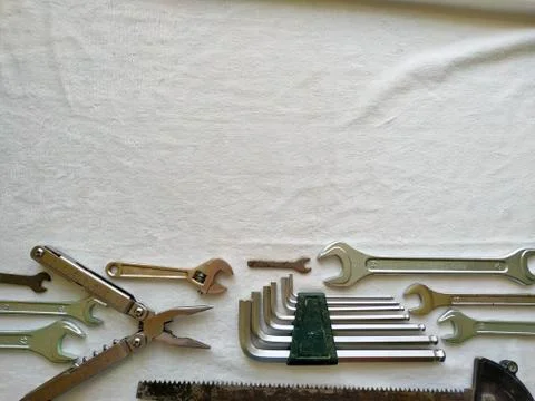 Layout of tools for repair on a white background. Do it yourself minor repairs Stock Photos
