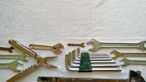 Layout of tools for repair on a white background. Do it yourself minor repairs Stock Photos