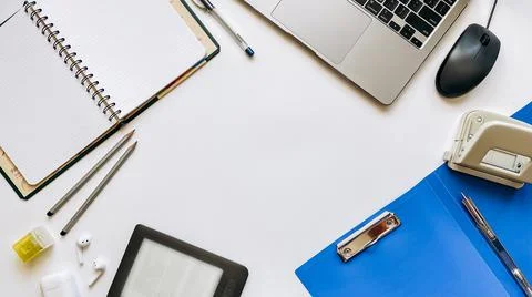 Layout on the topic of education or work on a white background Stock Photos
