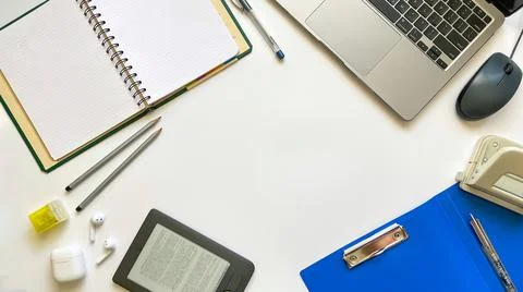 Layout on the topic of education or work on a white background Stock Photos