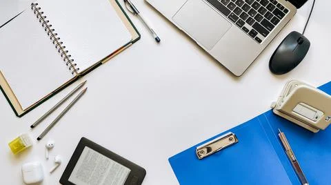 Layout on the topic of education or work on a white background Stock Photos