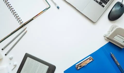 Layout on the topic of education or work on a white background Stock Photos