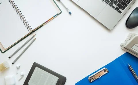 Layout on the topic of education or work on a white background Stock Photos