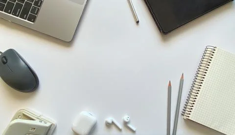 Layout on the topic of working process or education on a white background 스톡 사진