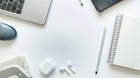 Layout on the topic of working process or education on a white background 스톡 사진