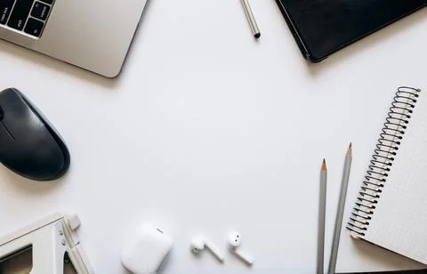 Layout on the topic of working process or education on a white background with 스톡 사진