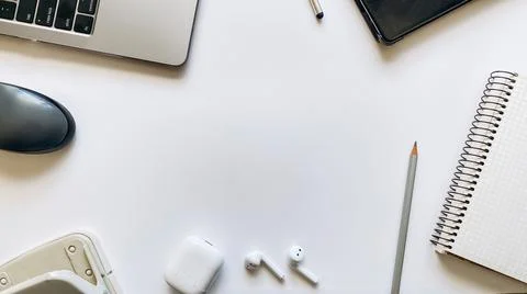 Layout on the topic of working process or education on a white background with 스톡 사진