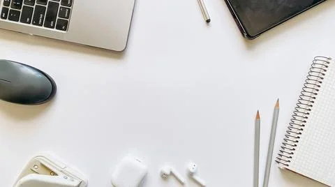 Layout on the topic of working process or education on a white background with 스톡 사진