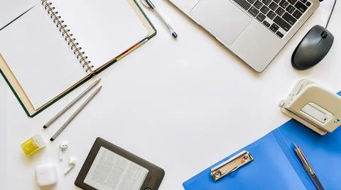 Layout on the topic of working process or education on a white background with 스톡 사진