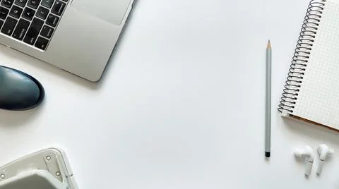 Layout on the topic of working process or education on a white background with 스톡 사진