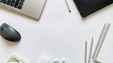 Layout on the topic of working process or education on a white background with 스톡 사진