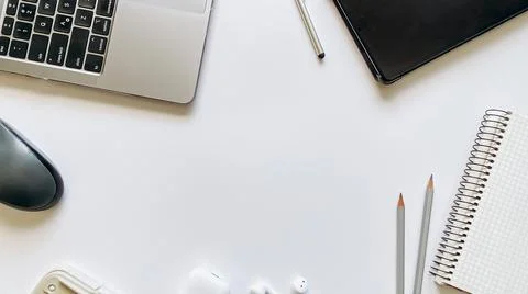 Layout on the topic of working process or education on a white background with 스톡 사진