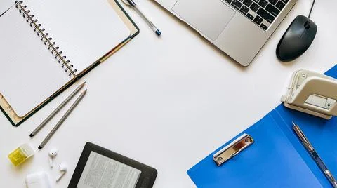 Layout on the topic of working process or education on a white background with 스톡 사진