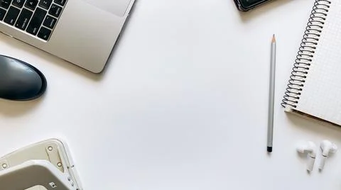 Layout on the topic of working process or education on a white background with 스톡 사진