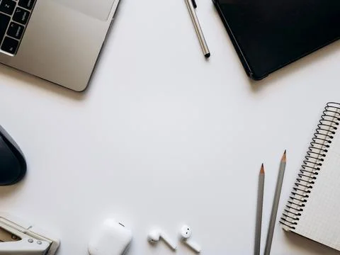 Layout on the topic of working process or education on a white background with 스톡 사진