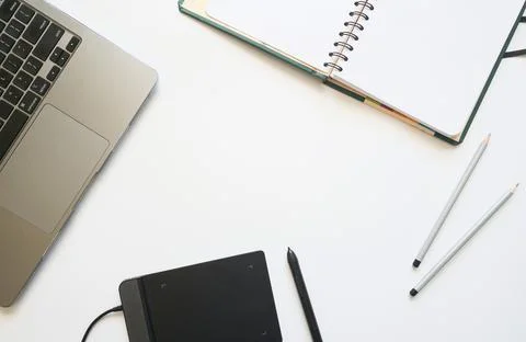 Layout on the topic of working process or education on a white background with 스톡 사진