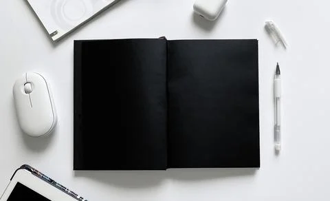 Layout on the topic of working process or education on a white background with 스톡 사진