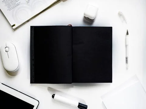 Layout on the topic of working process or education on a white background with 스톡 사진