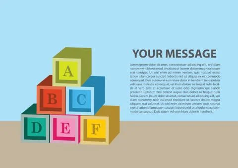 Layout of toy blocks in different colors Stock Illustration