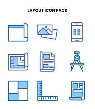 Layout Two Colour Bundle Icons Pack Stock Illustration