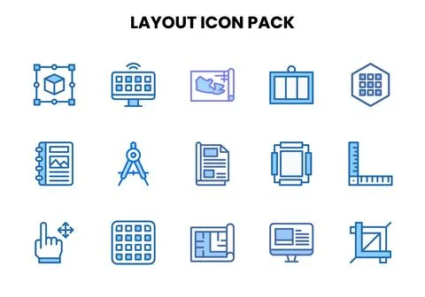 Layout Two Colour Graphics Icons Pack Stock Illustration