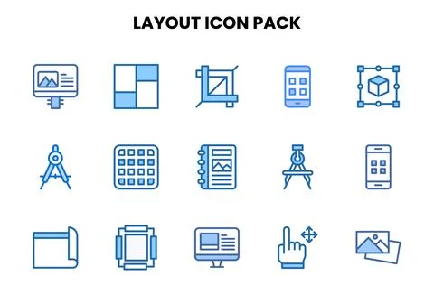 Layout Two Colour Set Icons Pack Illustration