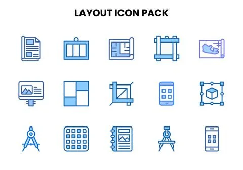 Layout Two Colour UI Icons Pack Stock Illustration