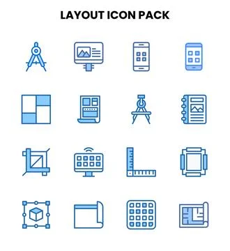 Layout Two Colour UI Icons Pack Illustrazione stock