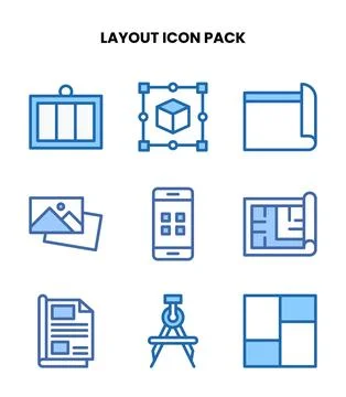 Layout Two Colour Vector Icons Pack Stock Illustration