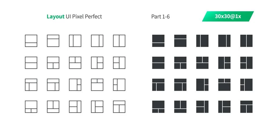Layout UI Pixel Perfect Well-crafted Vector Thin Line And Solid Icons 30 1x Grid 스톡 일러스트