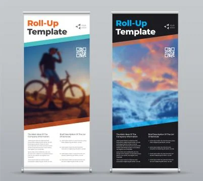 Layout of vector roll up poster with geometric design, for business and annua Stock Illustration