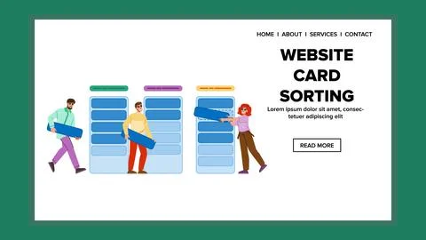 Layout website card sorting vector Stock Illustration