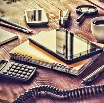 Layout, workplace office manager. Foto stock