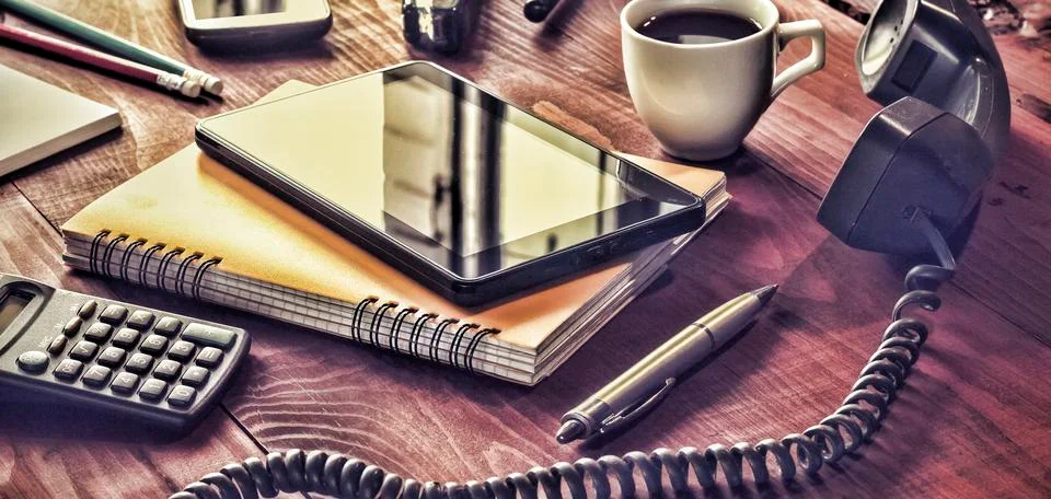 Layout, workplace office manager. Foto stock