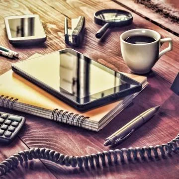 Layout, workplace office manager. Foto stock
