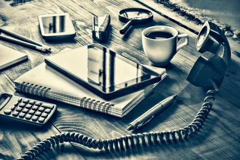 Layout, workplace office manager. Foto stock