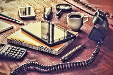 Layout, workplace office manager. Foto stock