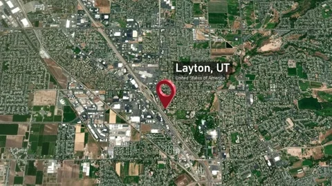 Layton City Map Zoom (UT, USA) from Space to Earth 스톡 동영상 295802252