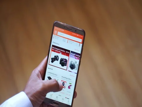 Lazada application in mobile phone Stock Footage 105023685