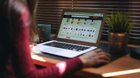Lazada website on laptop. The lazada application shopping online, making purchas Stock Footage 98435531