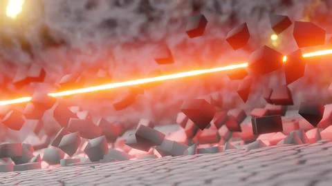 Lazer light attack ground to broken. 스톡 사진