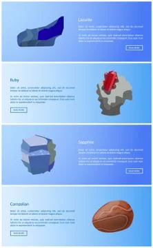 Lazurite and Ruby, Saphhire and Cornelian Gemstone Stock Illustration