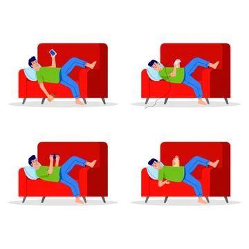 Lazy Boy Laying Down On Couch Stock Illustration