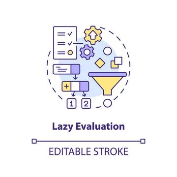 Lazy evaluation concept icon Stock Illustration